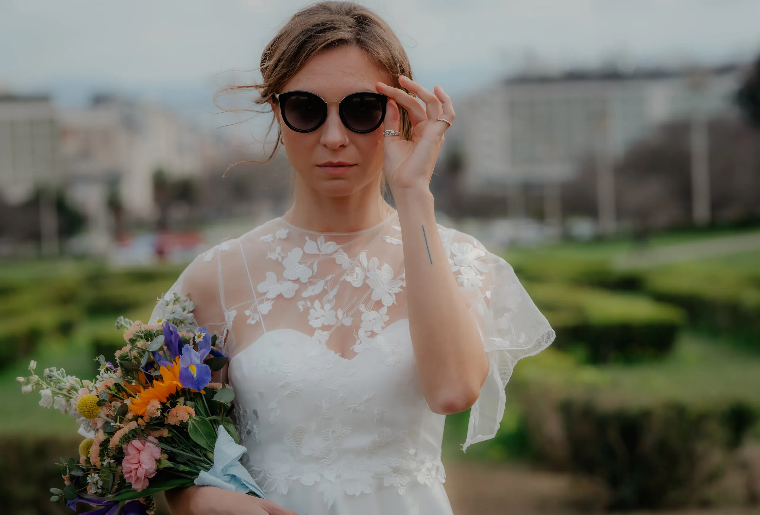 Robe de mariée en satin-Robe courte-Top en dentelle-Bustier amovible-Robe modulable